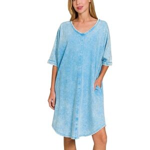 NWT ZENANA Small/ Medium acid wash T-shirt dress